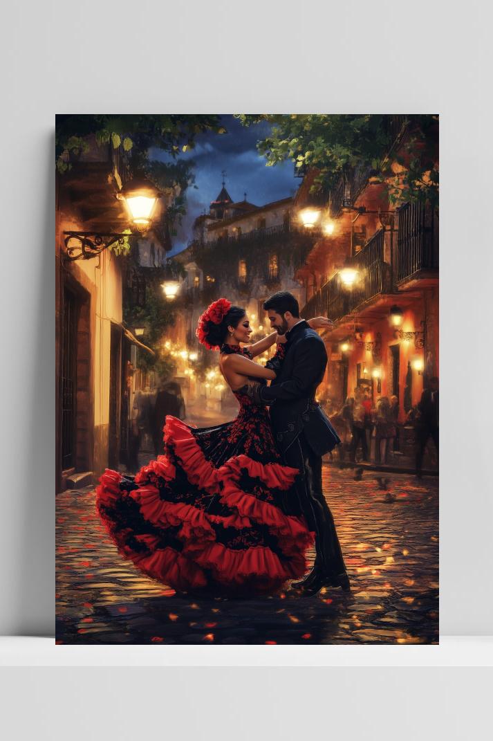 Dancing Couple Flamenco op 3mm aluminium dibond