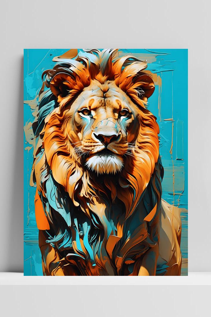 Leeuw Blauw op 3mm aluminium dibond