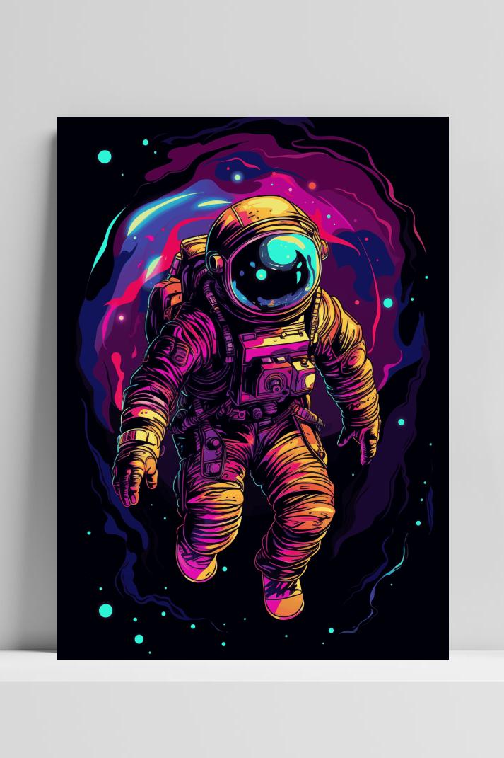 Astronaut Heelal op 3mm aluminium dibond