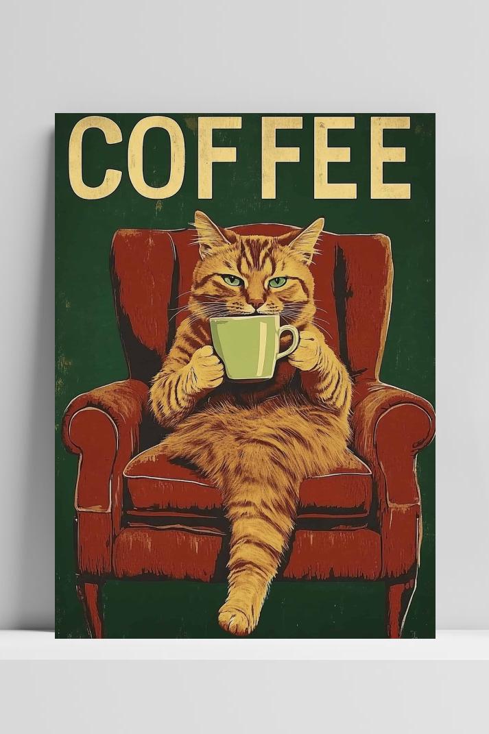 Coffee Kat op 3mm aluminium dibond