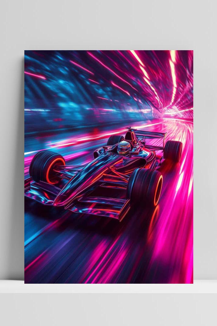 Raceauto Neon op 3mm aluminium dibond