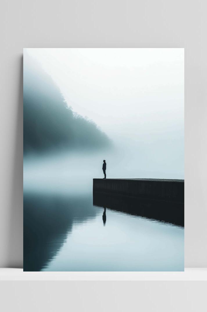 Man Minimalist B&W op 3mm aluminium dibond