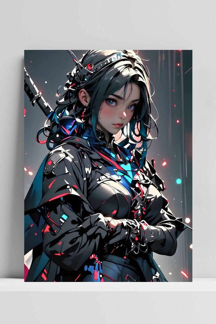 Anime Ninja op 3mm aluminium dibond