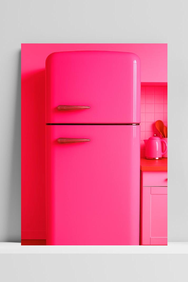 Rerigerator Pink Kitchen Minimalistic dans un intérieur