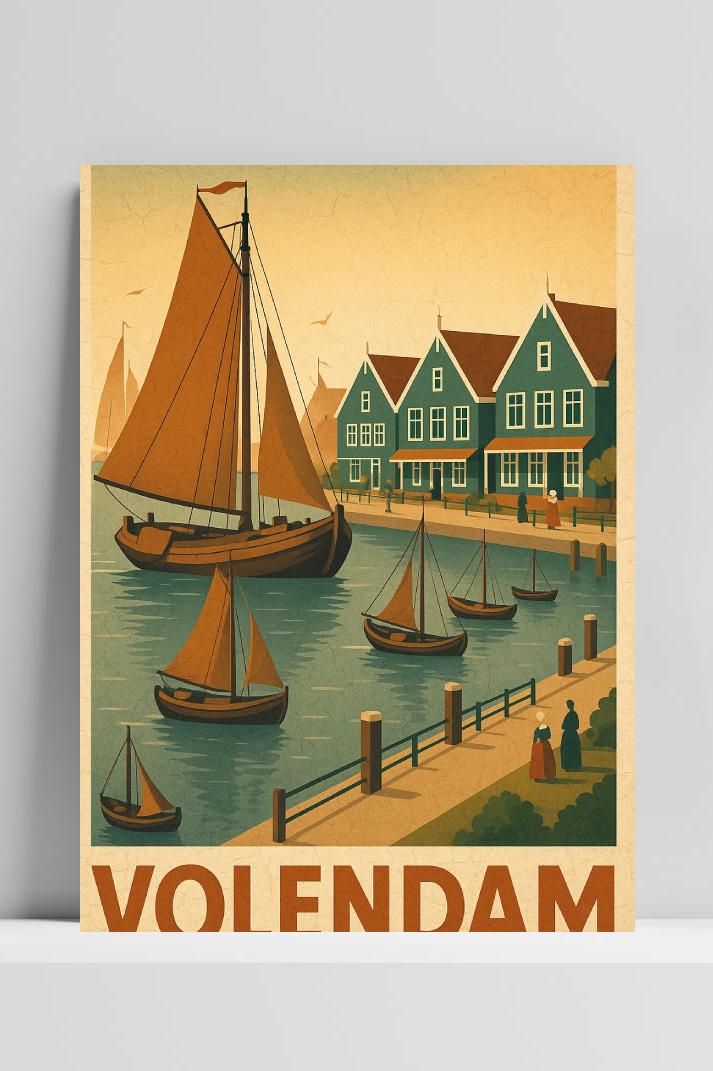 Volendam Text Vintage op 3mm aluminium dibond