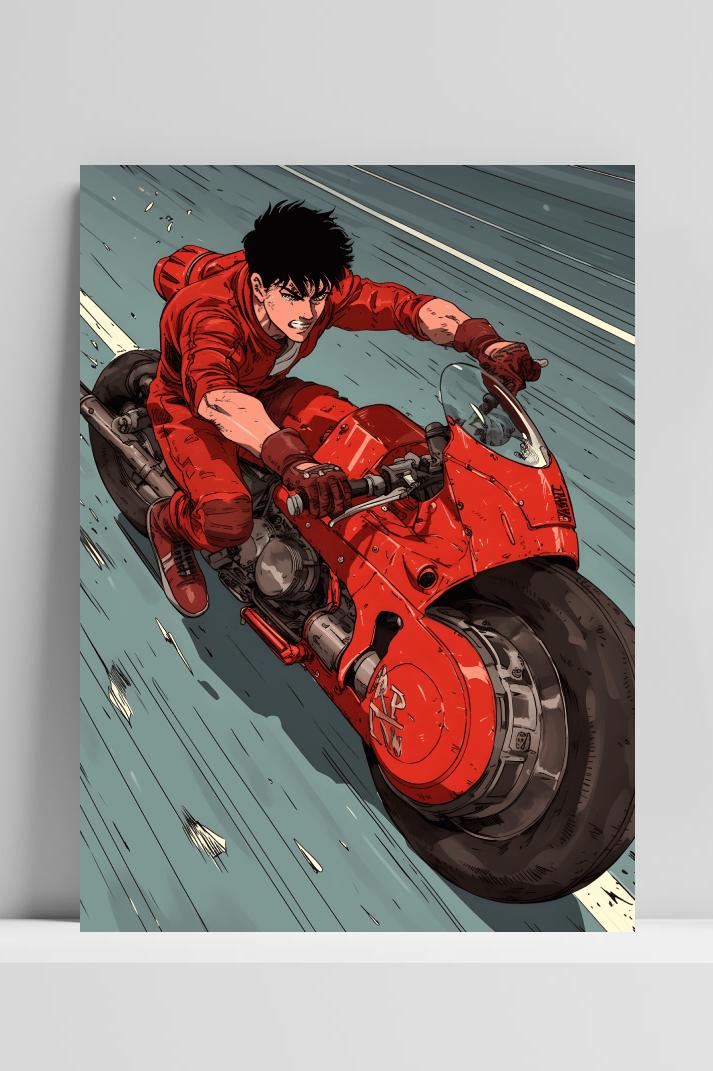 Kaneda Motorfiets op 3mm aluminium dibond
