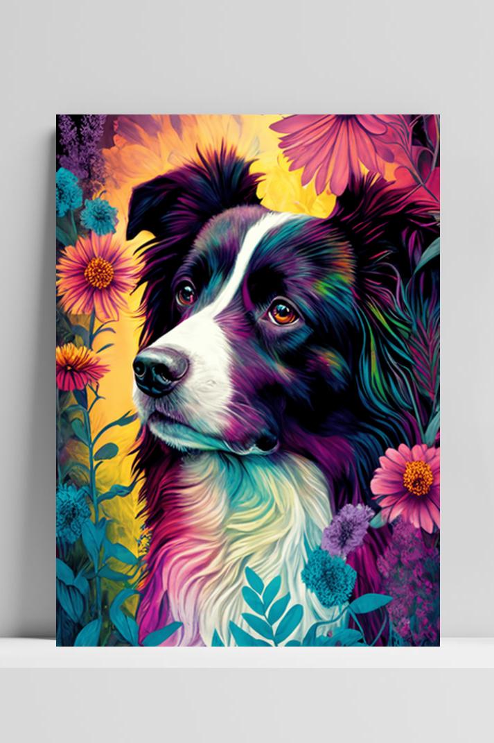 Border Collie op 3mm aluminium dibond