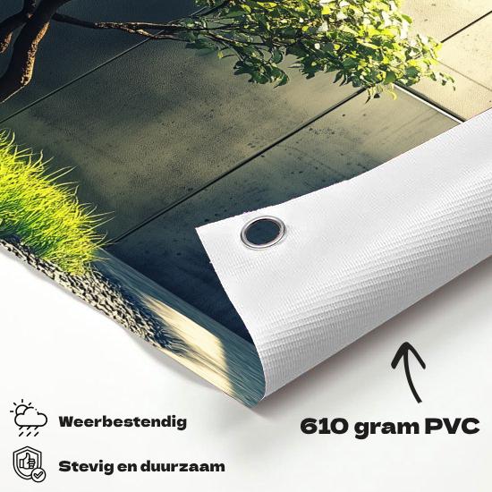 Tuinposter Boom Minimalistisch materiaal-detail: 610 grams weerbestendig PVC-doek