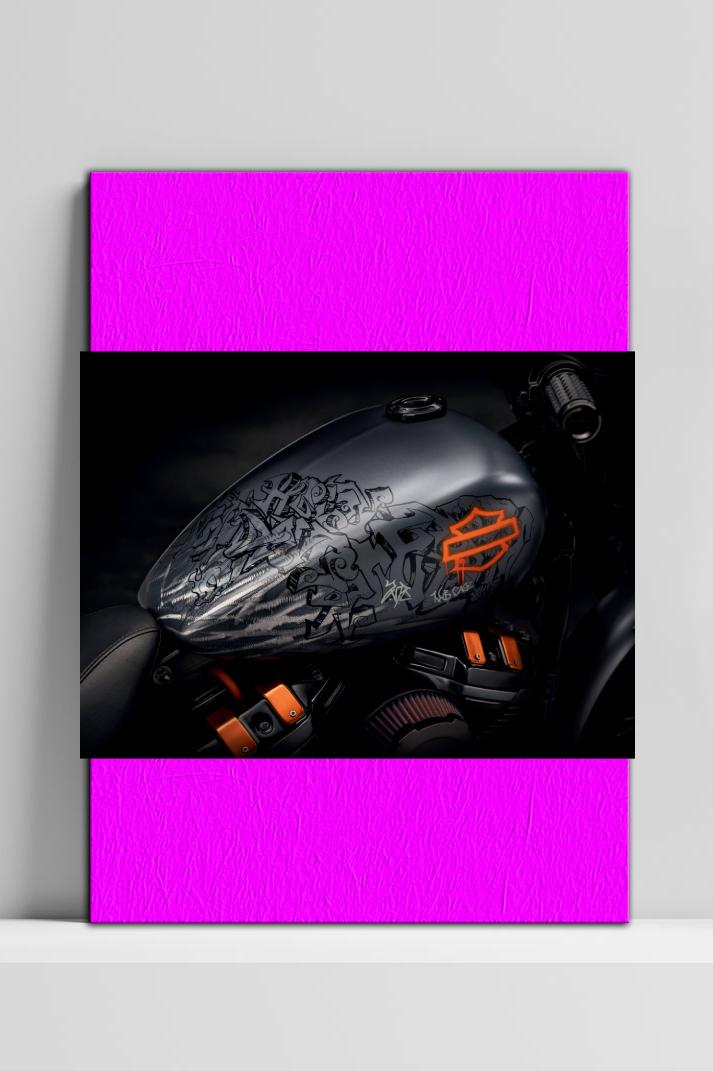 Harley Davidson Graffiti op 3mm aluminium dibond