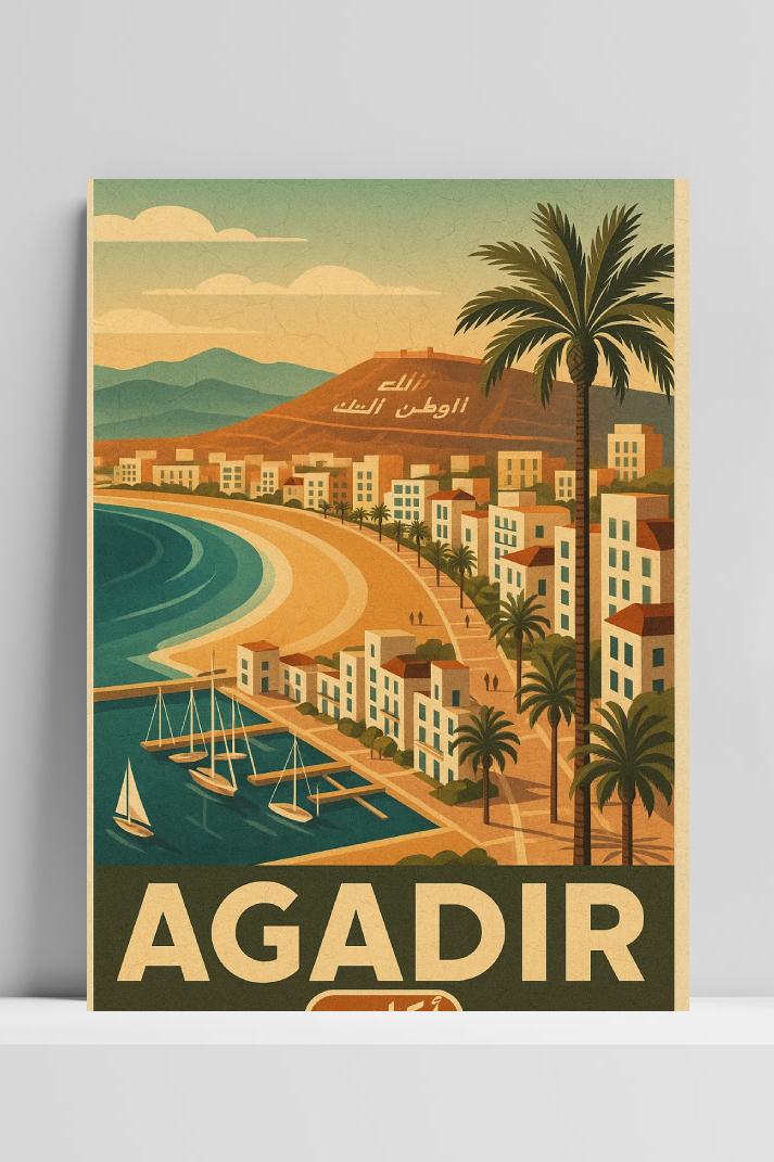 Agadir Morocco Vintage Text op 3mm aluminium dibond