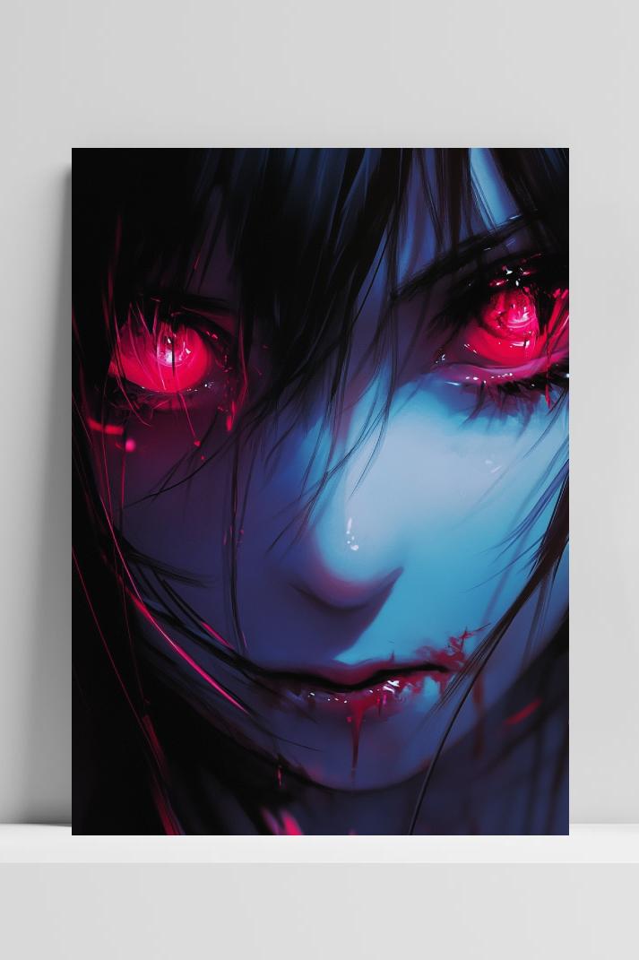 Girl Red Eyes Anime Gothic in interieur