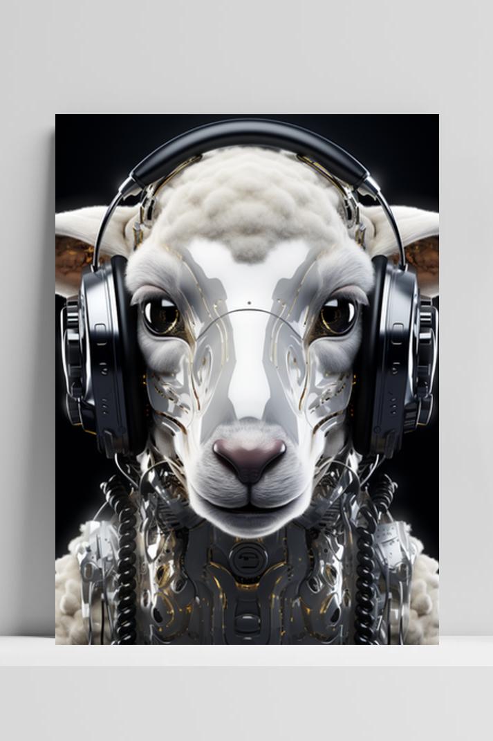 Space Schaap op 3mm aluminium dibond
