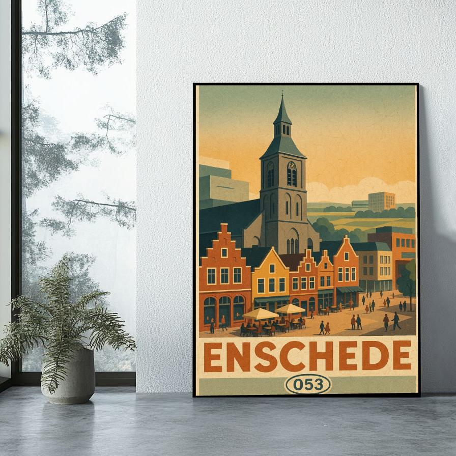 Enschede Netherlands Vintage Text poster sfeerbeeld 1