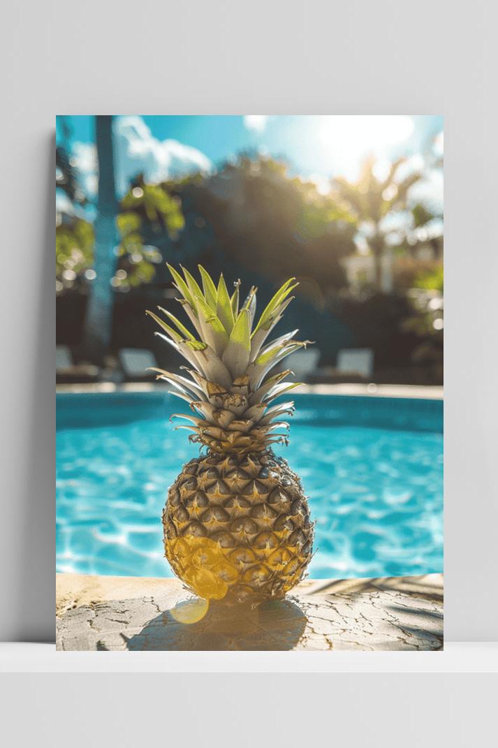 Ananas Zwembad op 3mm aluminium dibond