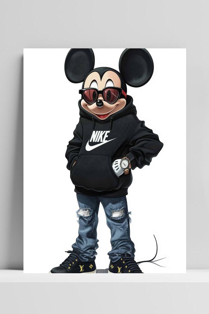 Mickey Mouse Nike op 3mm aluminium dibond
