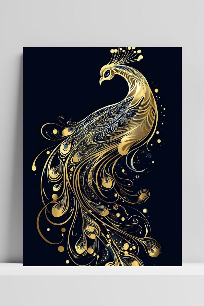 Gouden Pauw op 3mm aluminium dibond
