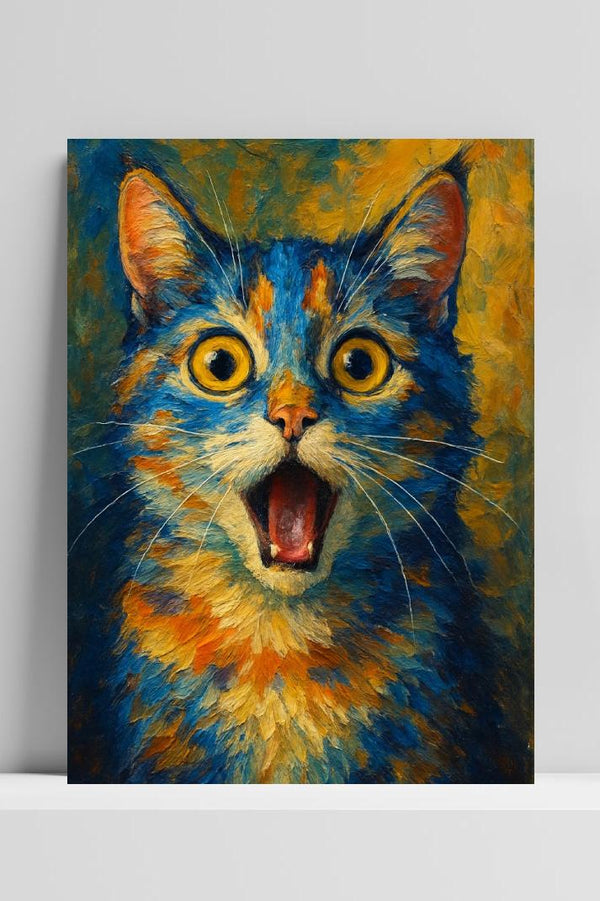Cat Surprised Aquarel Poster