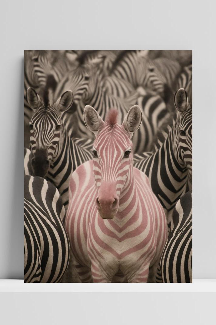 Zebra op 3mm aluminium dibond