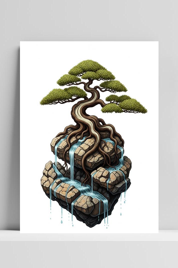Bonsai Fantasy Art op 3mm aluminium dibond