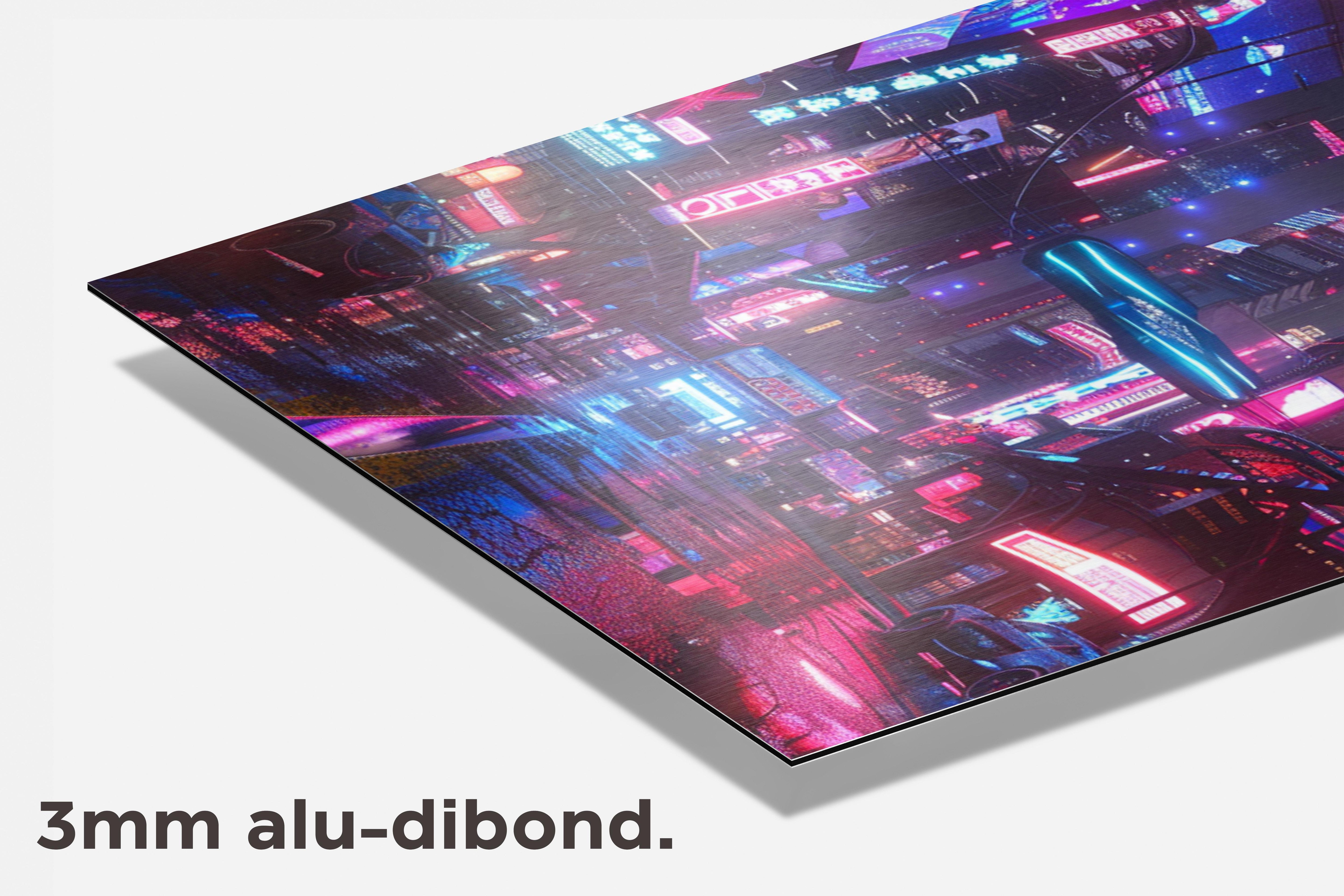 Cyberpunk Neon Stad dibond detail