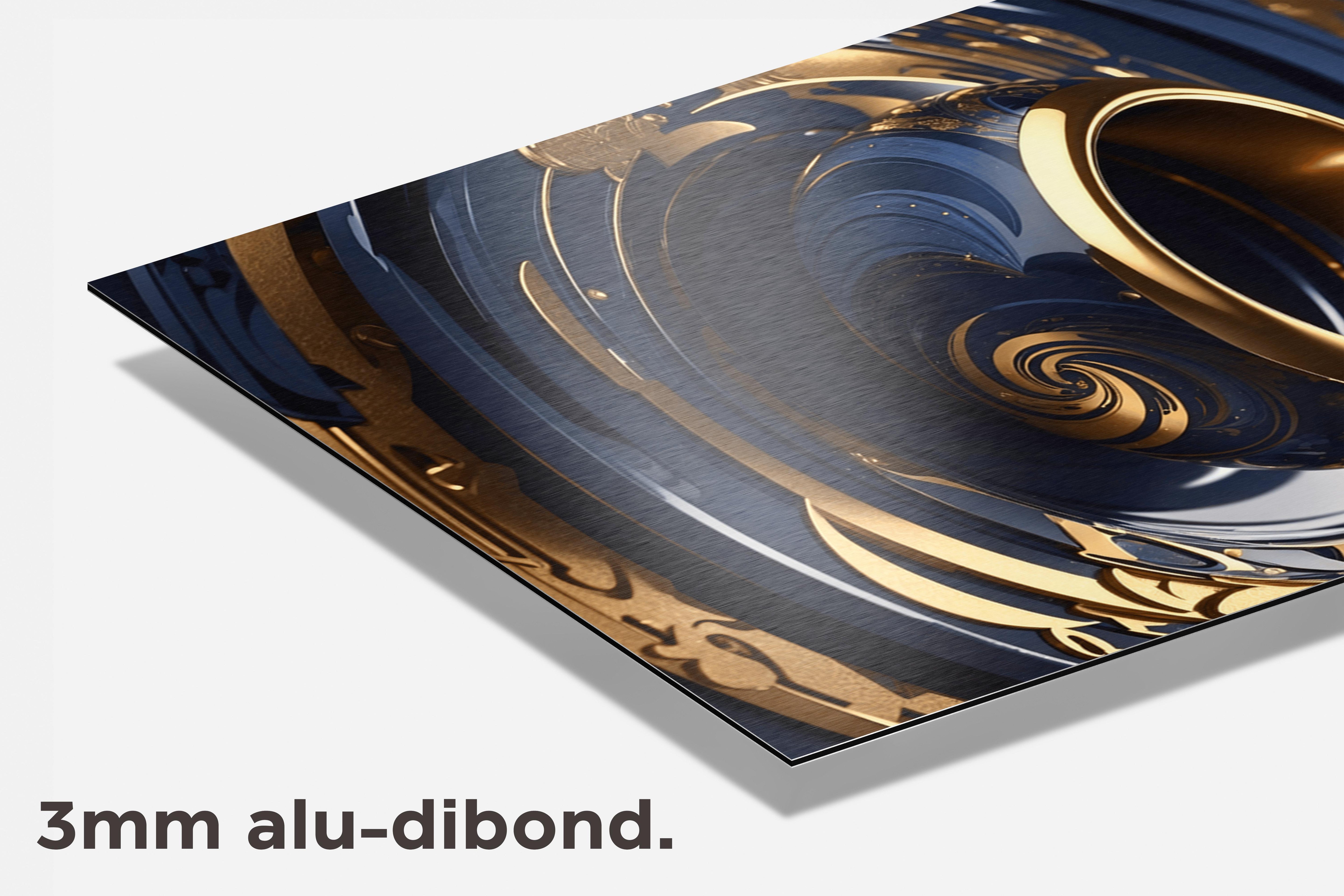 Goud Blauwe Ring dibond detail