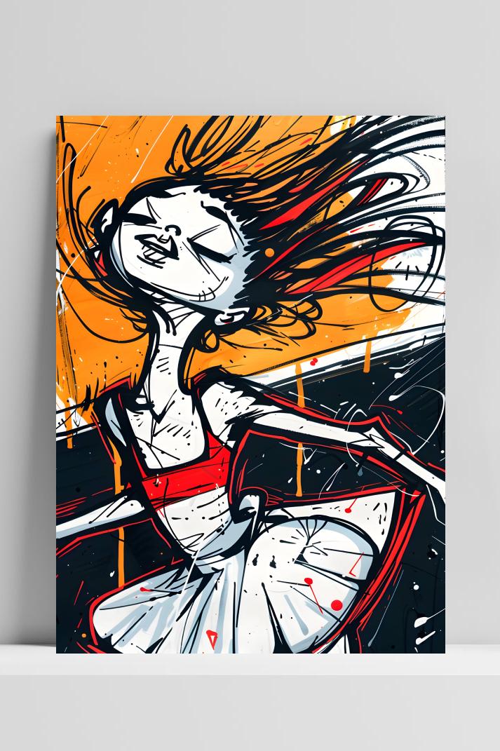 Graffiti Meisje op 3mm aluminium dibond