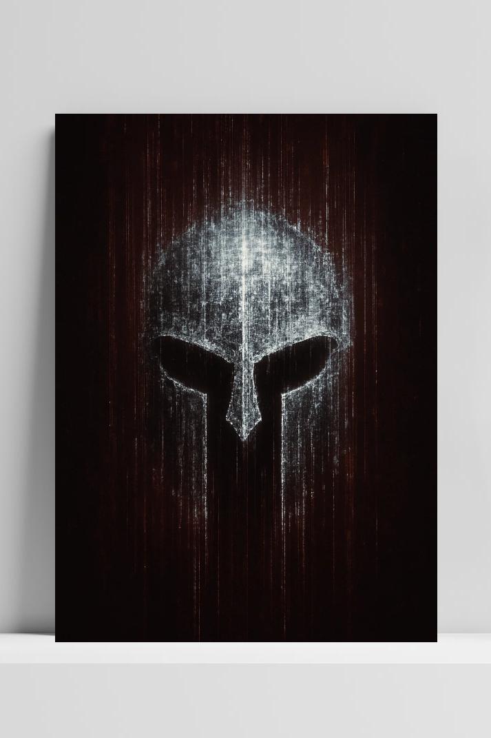 Spartan Helmet op 3mm aluminium dibond