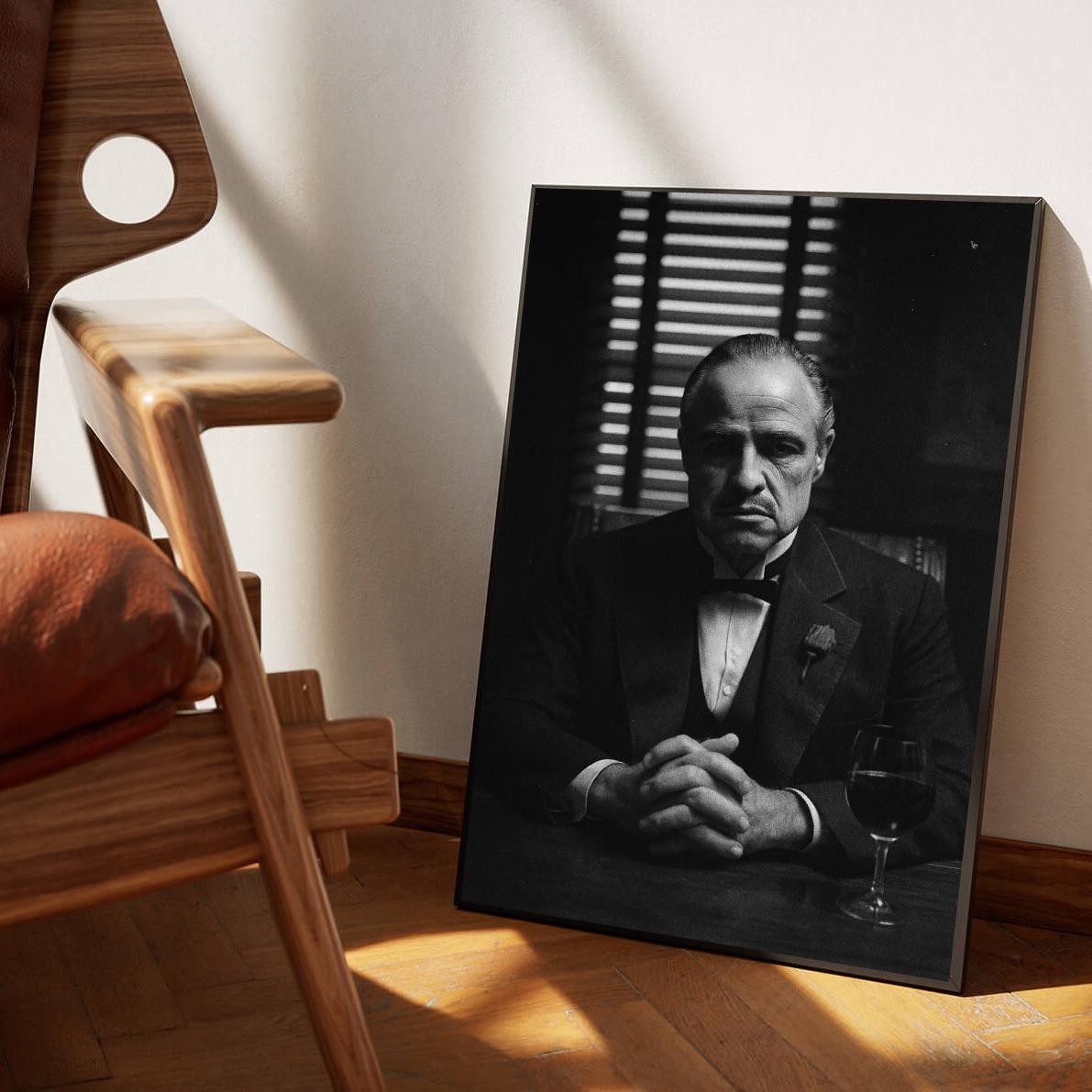 Don Corleone The Godfather B&W poster sfeerbeeld 1