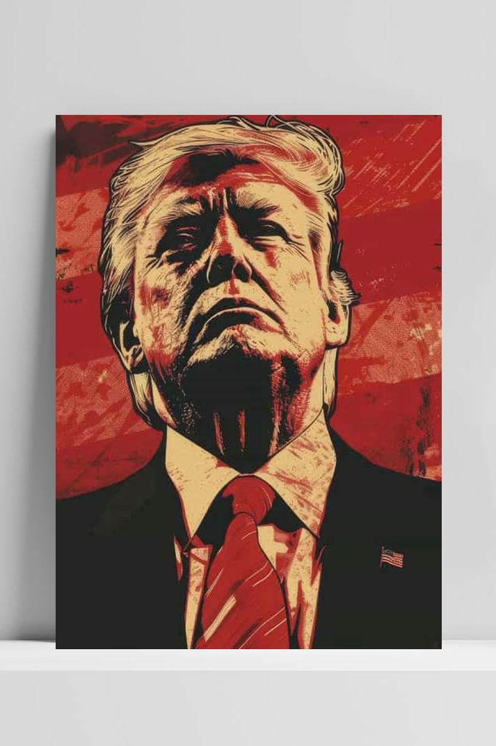 Donald Trump Red op 3mm aluminium dibond