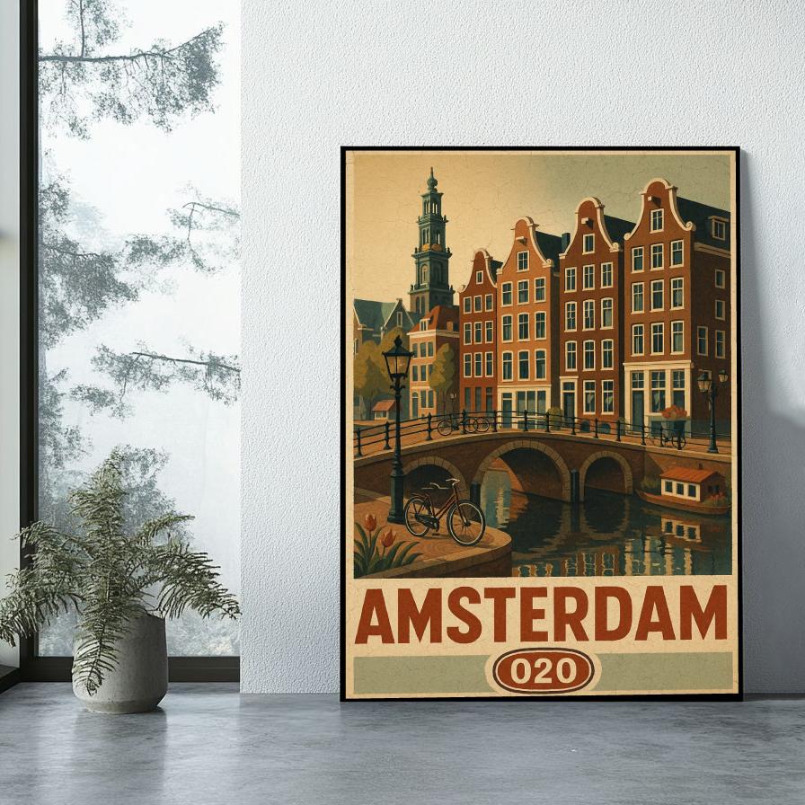 Amsterdam Netherlands Vintage Text poster sfeerbeeld 1