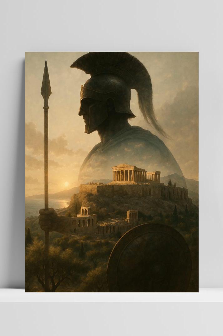 Spartan Warrior Ancient Greece op 3mm aluminium dibond