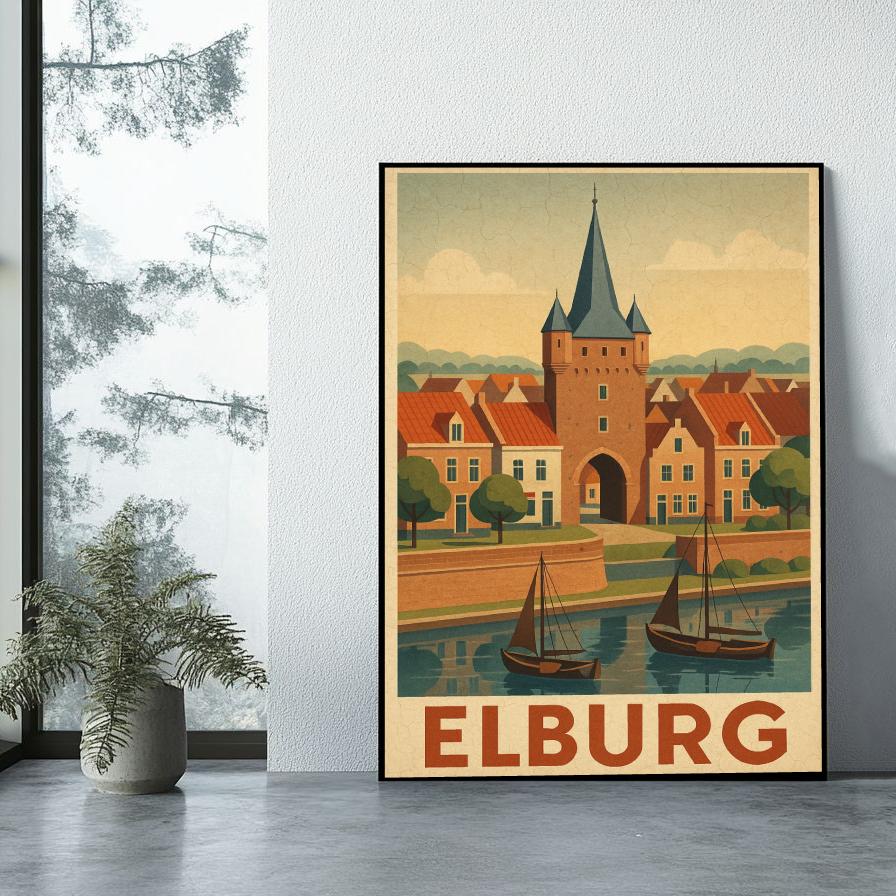Elburg Text Vintage poster sfeerbeeld 1