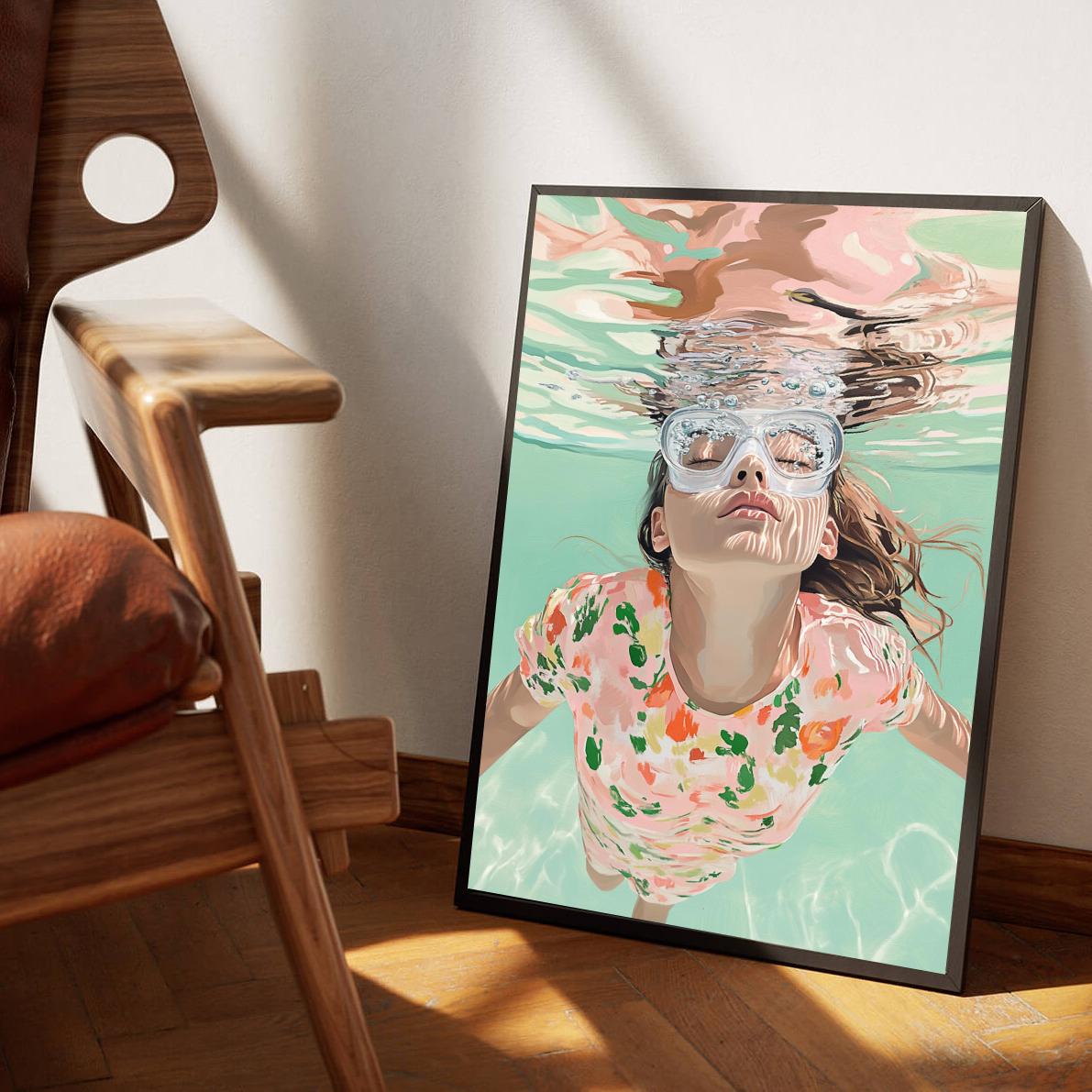 Girl Swimming poster van 25 Artstreet