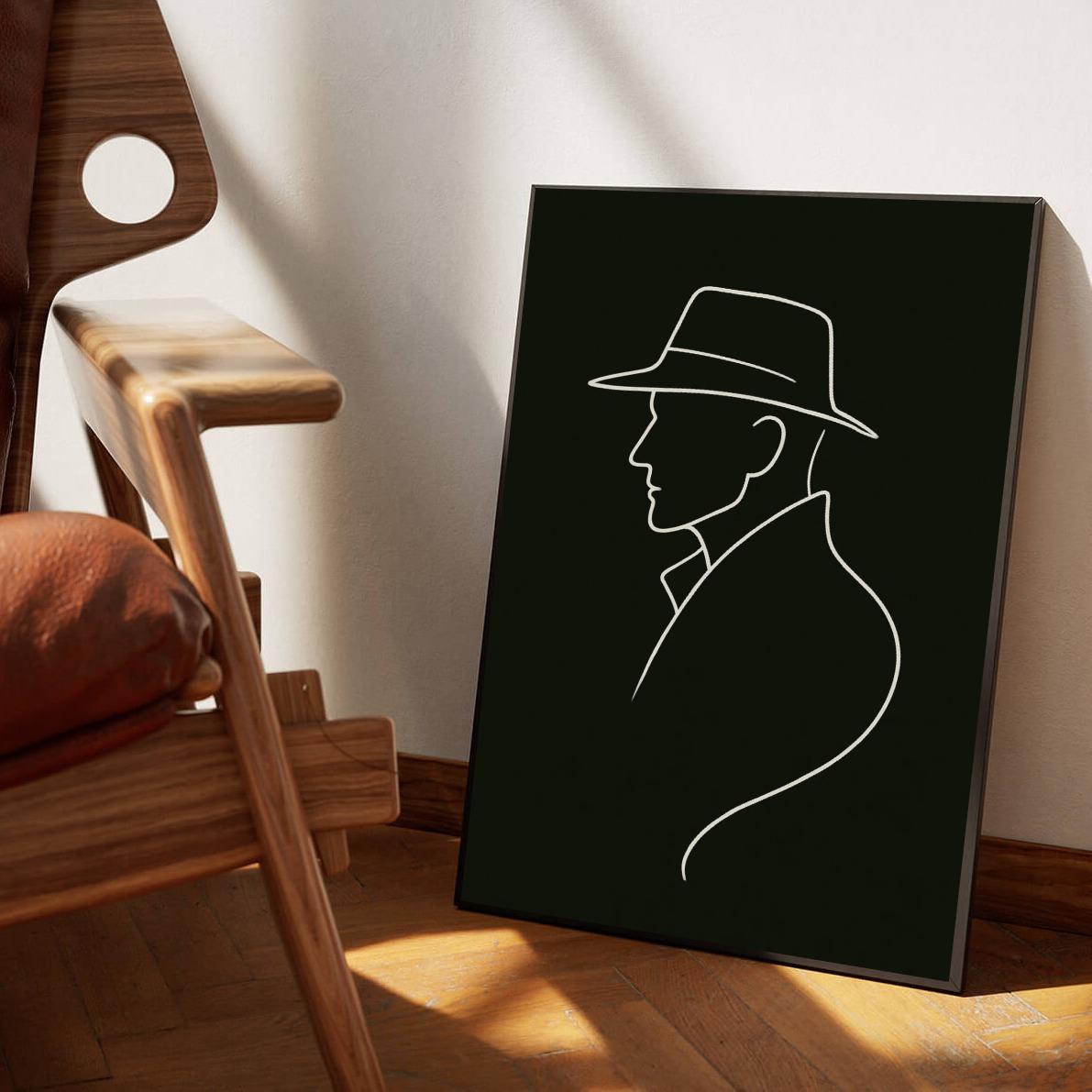 Line Art Man B&W poster sfeerbeeld 1