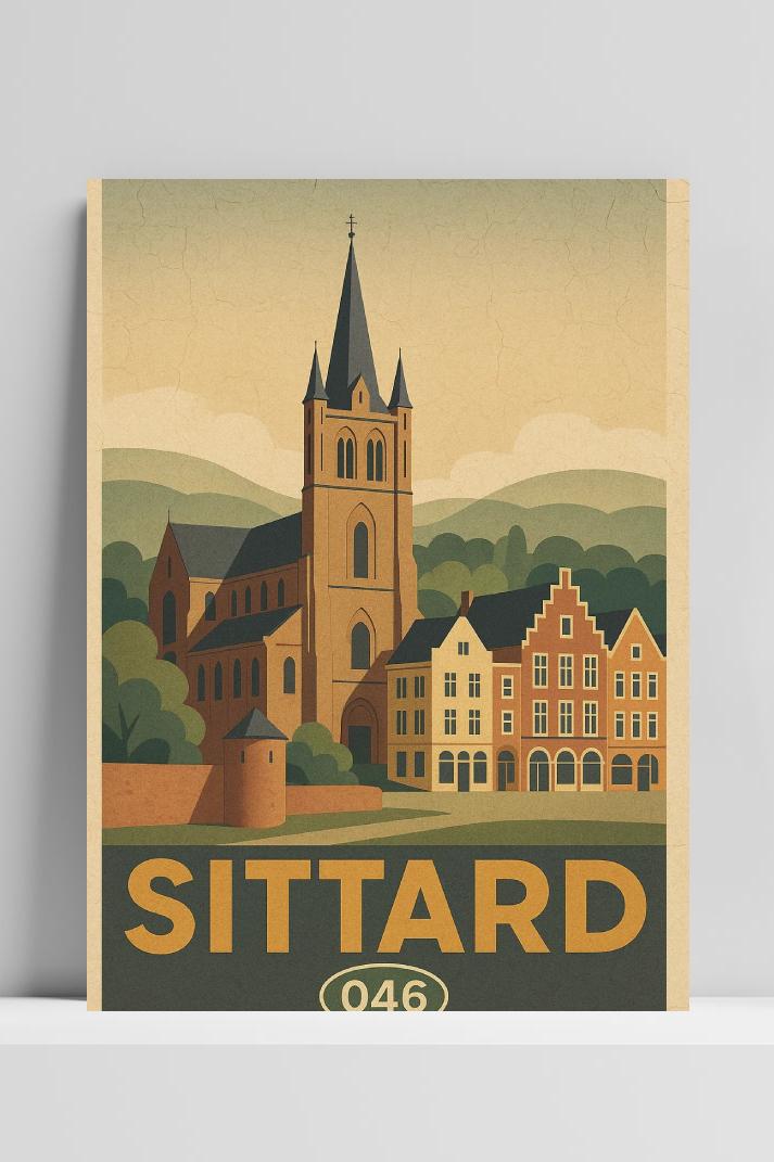Sittard Netherlands Vintage Text op 3mm aluminium dibond