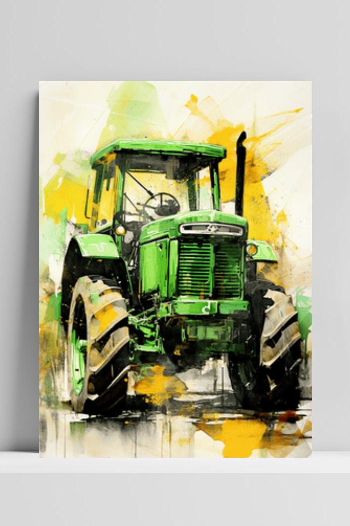 John Deere Trekker op 3mm aluminium dibond
