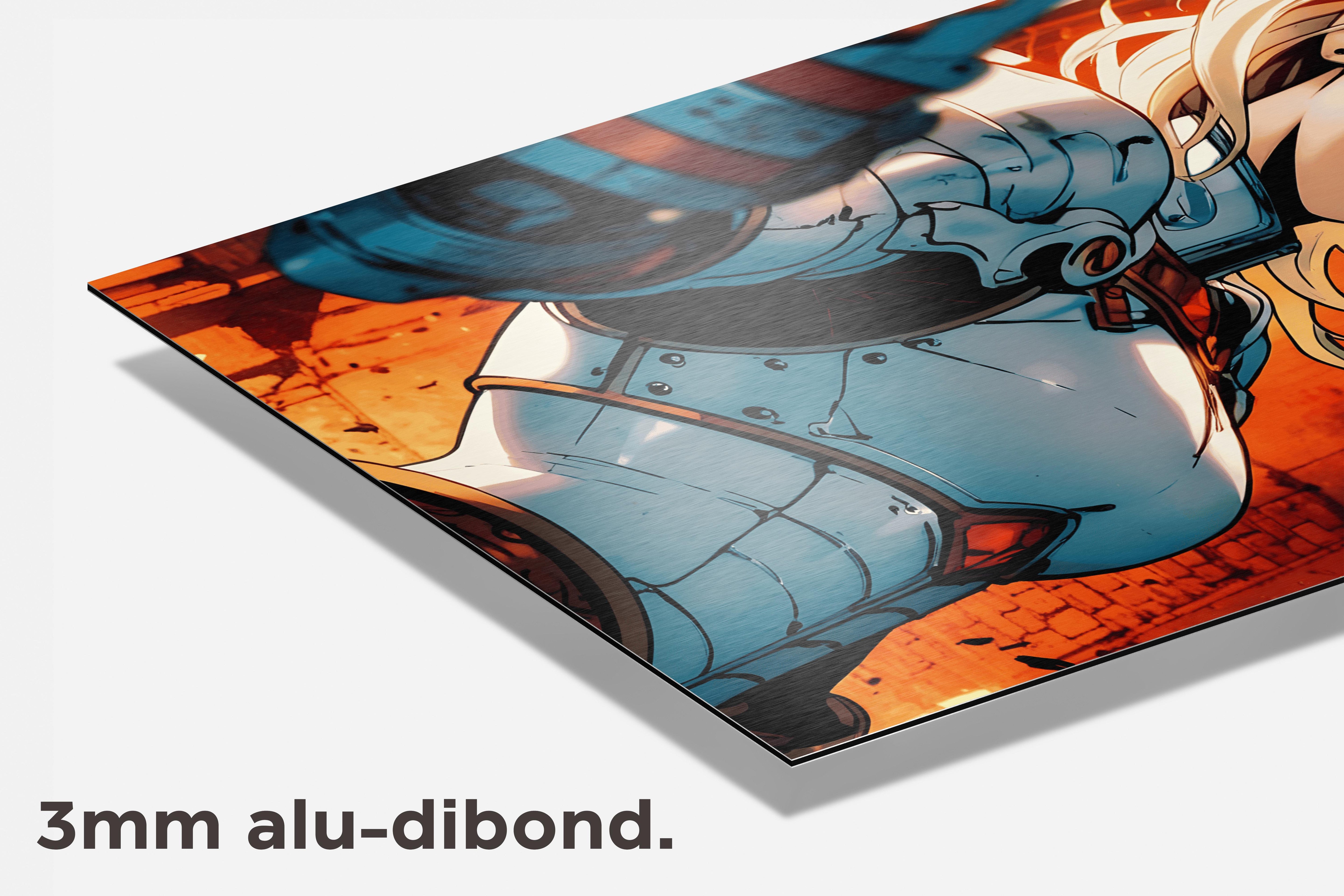 Animemeisje Krijger dibond detail