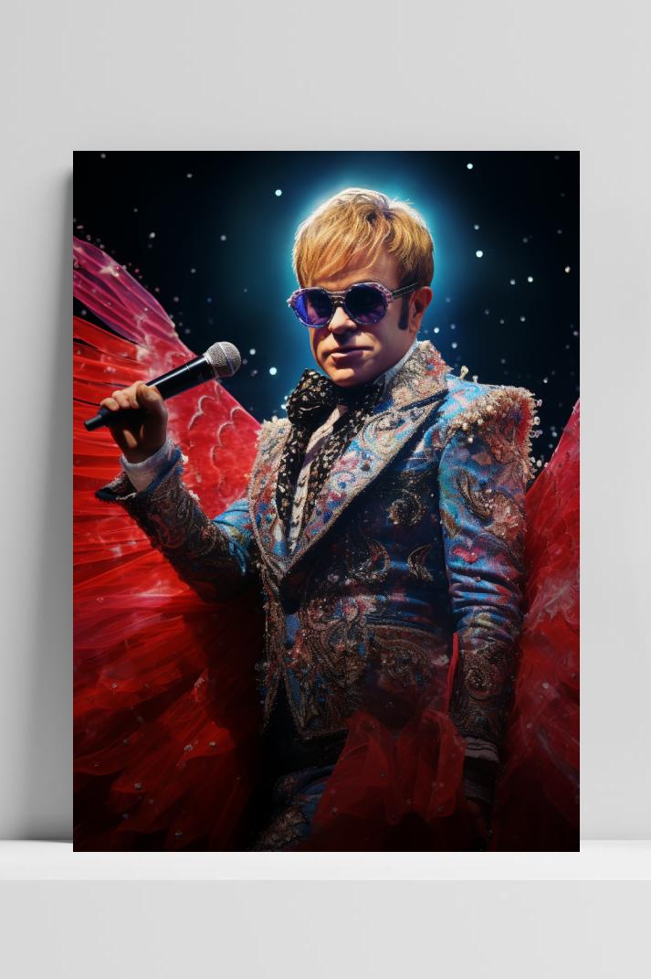 Elton John op 3mm aluminium dibond