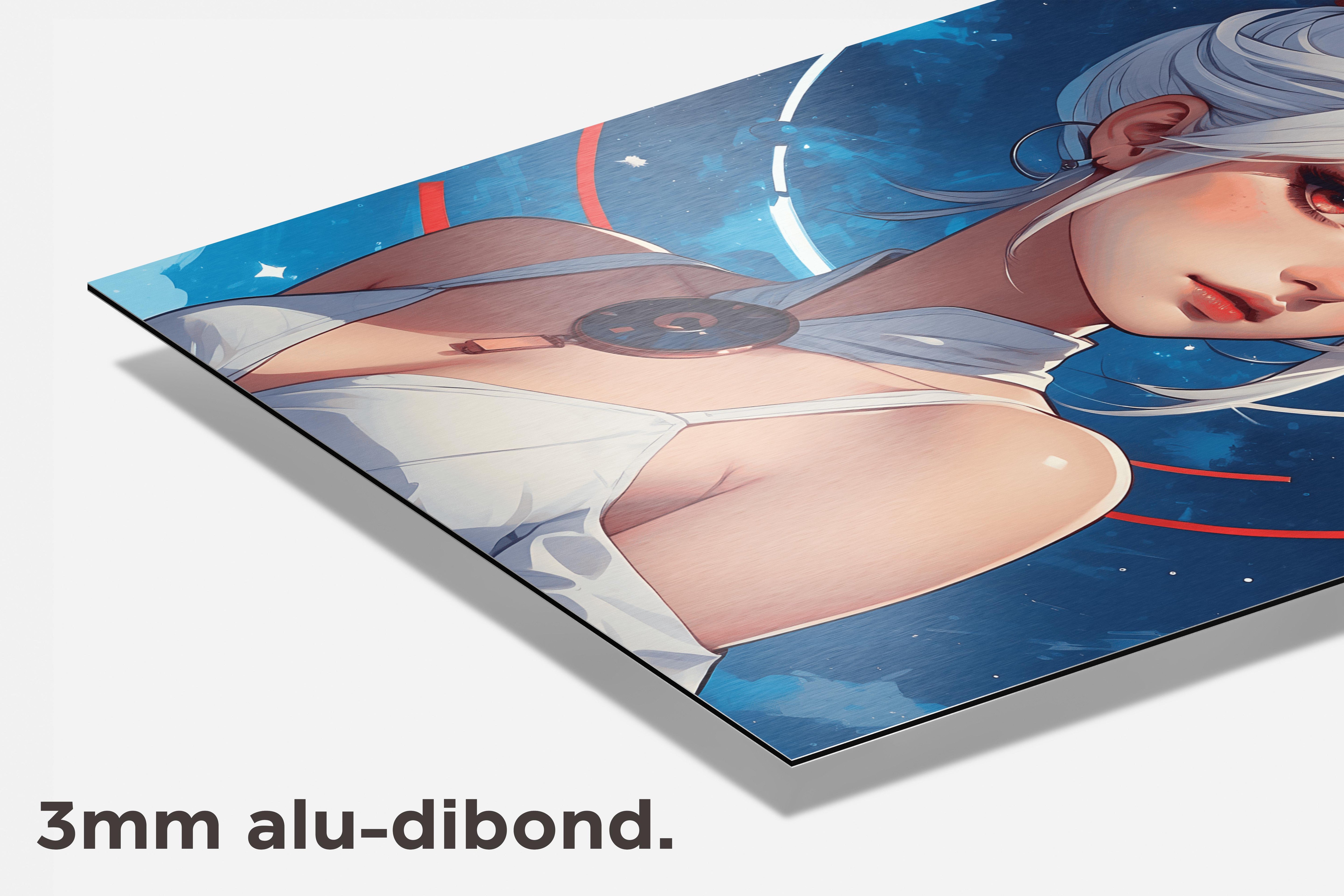 Anime Cartoon Vrouw dibond detail