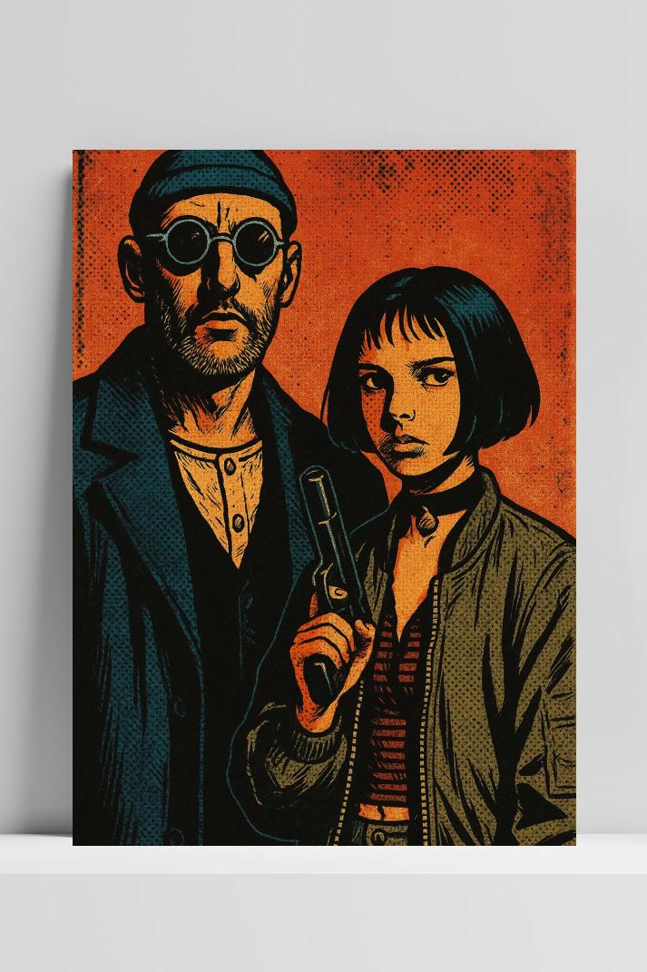 Leon The Professional Cartoon op 3mm aluminium dibond