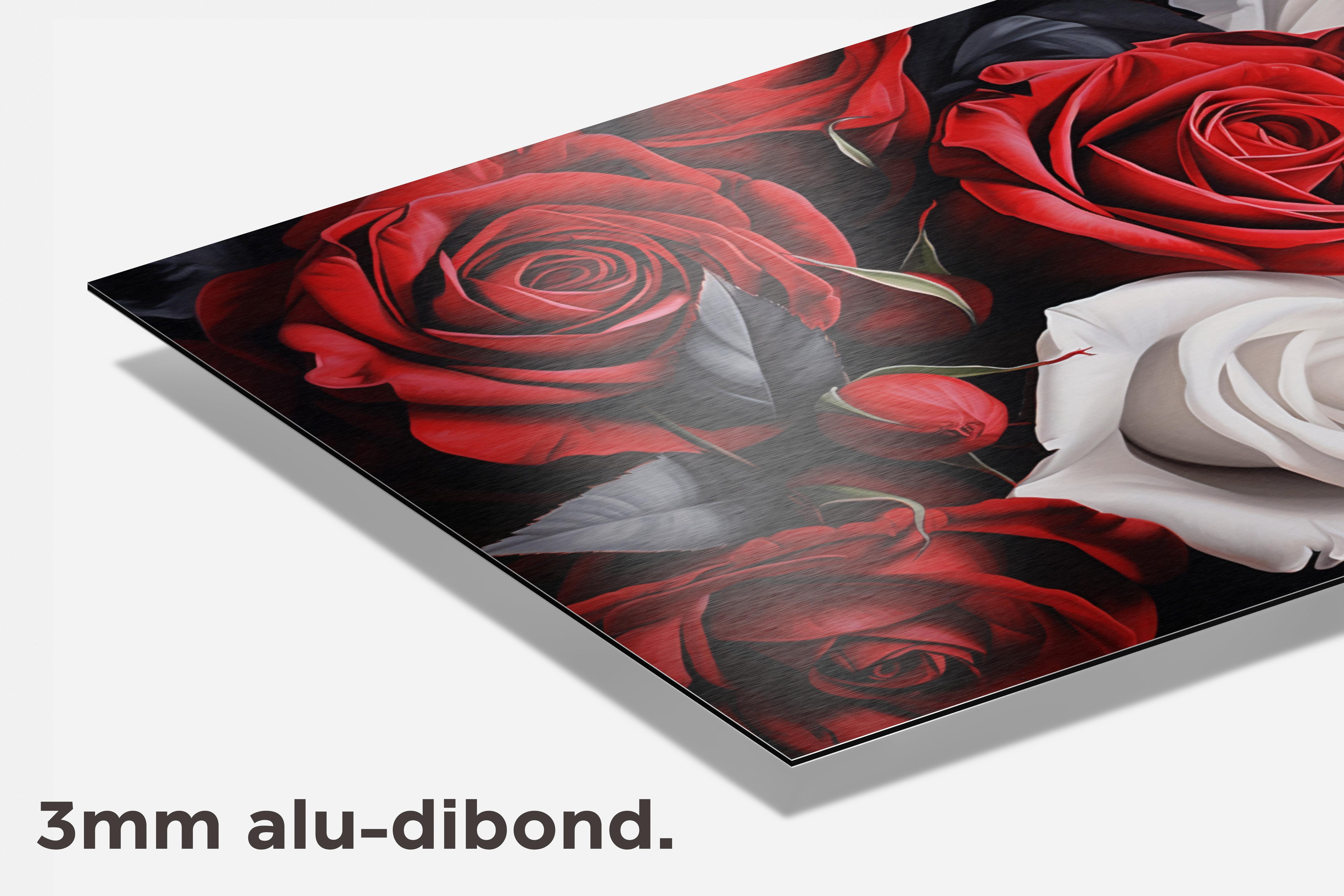 Zwart Rode Rozen dibond detail