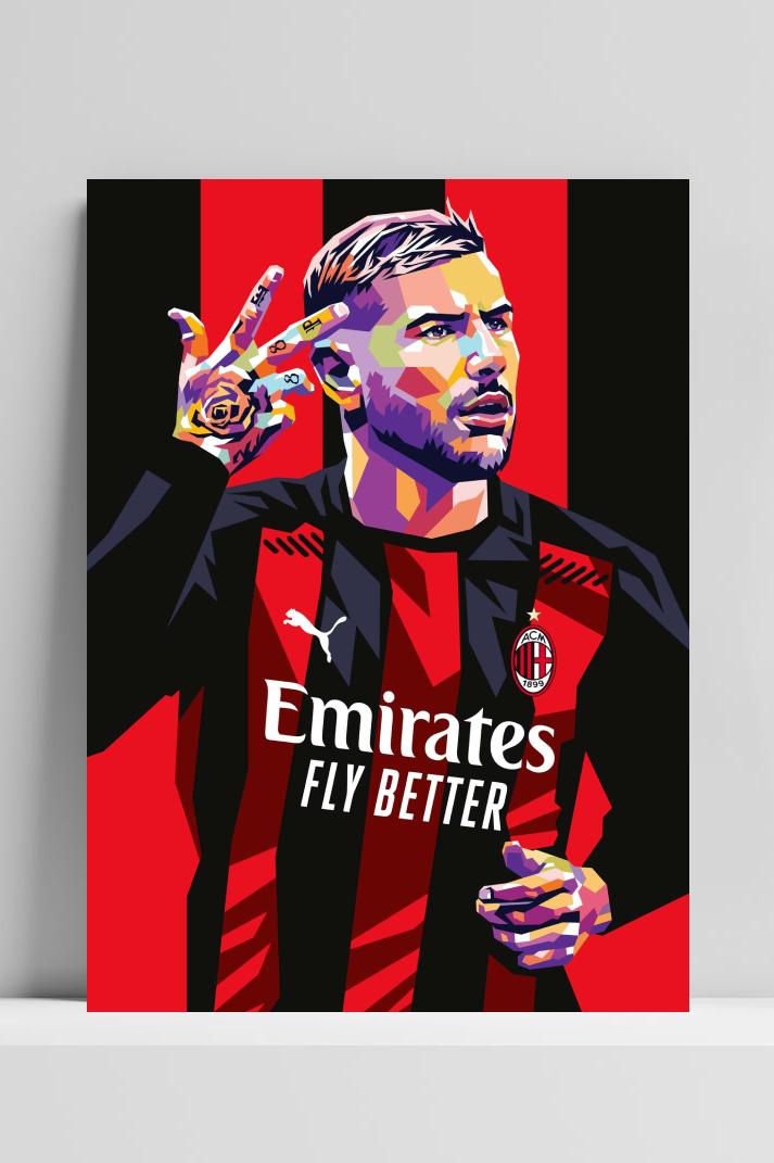 Theo Hernández op 3mm aluminium dibond