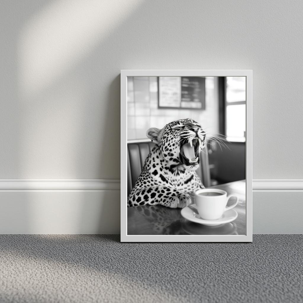 Leopard Coffee B&W poster sfeerbeeld 3