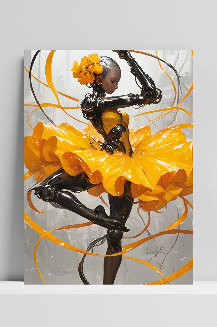 Biomech Ballerina op 3mm aluminium dibond