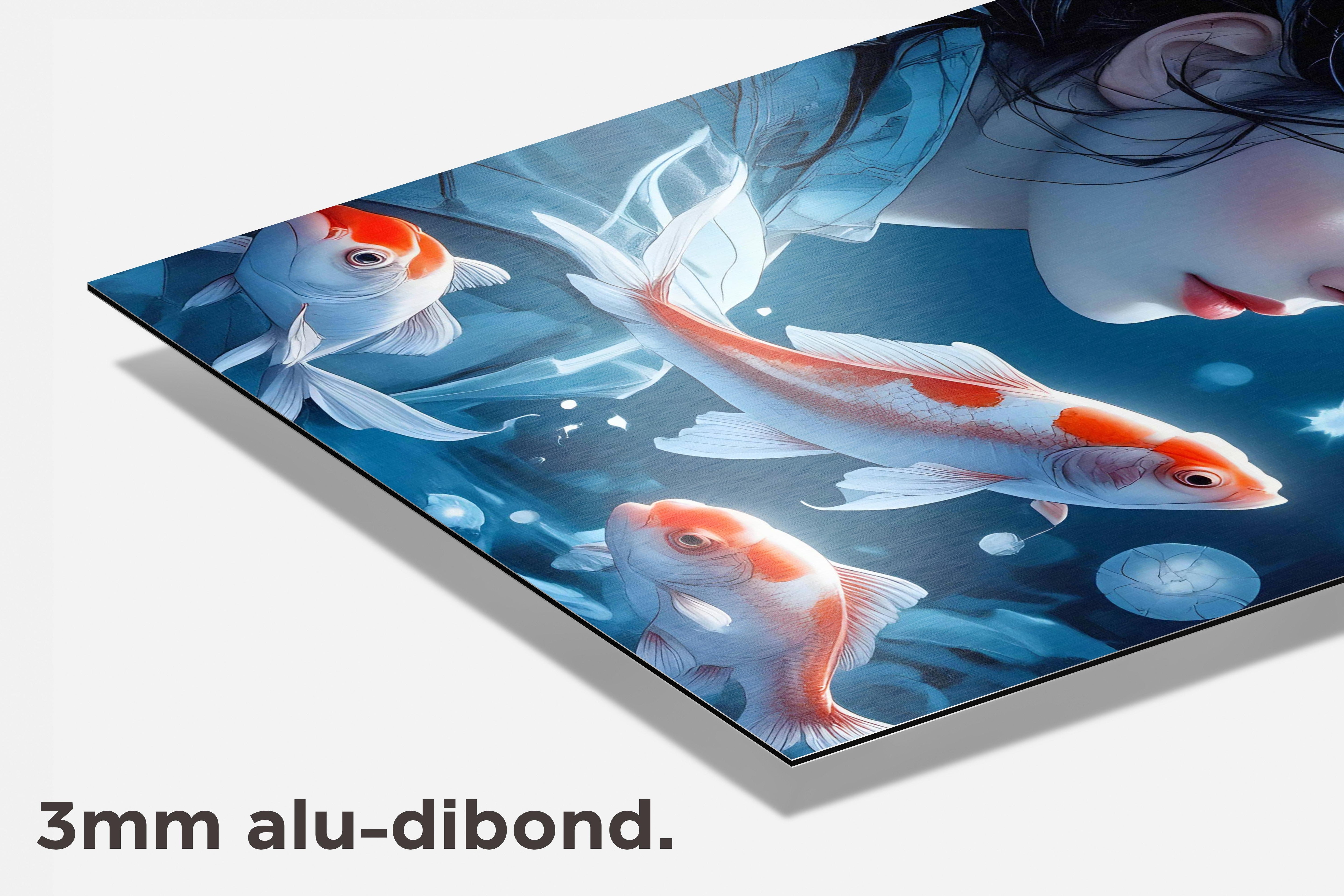 Meisje Koi Vis dibond detail