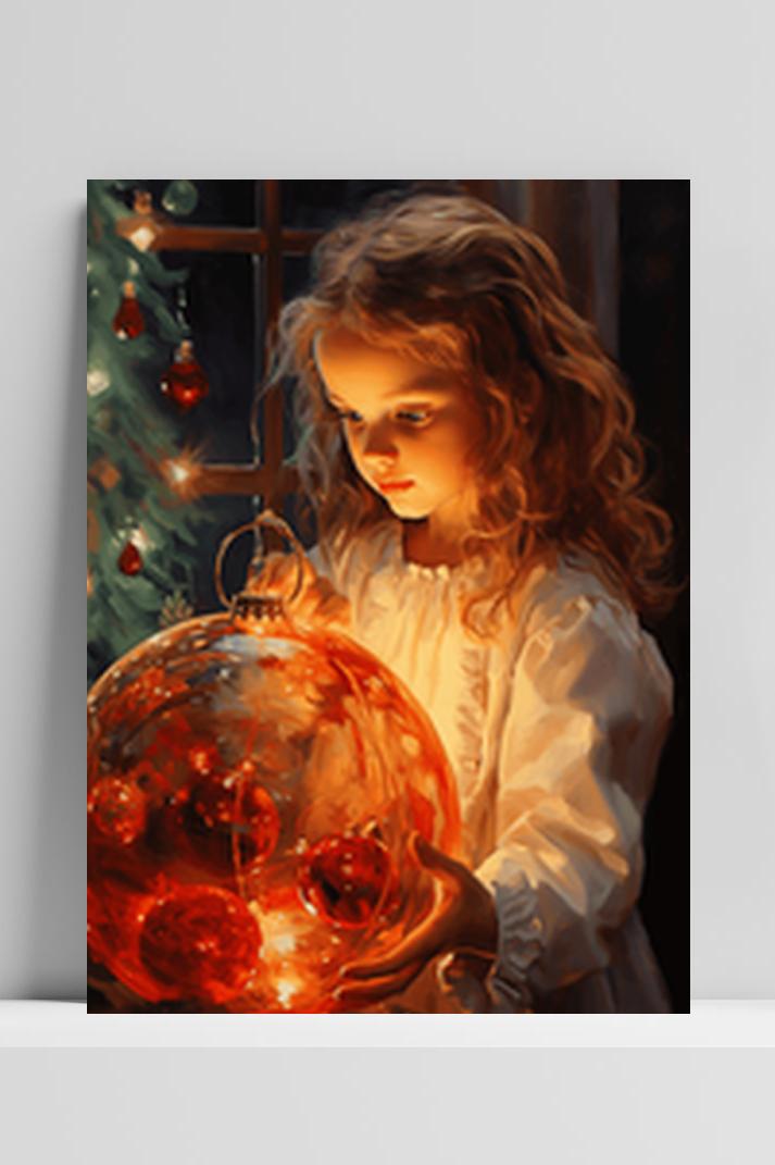 Meisje Kerstbal op 3mm aluminium dibond