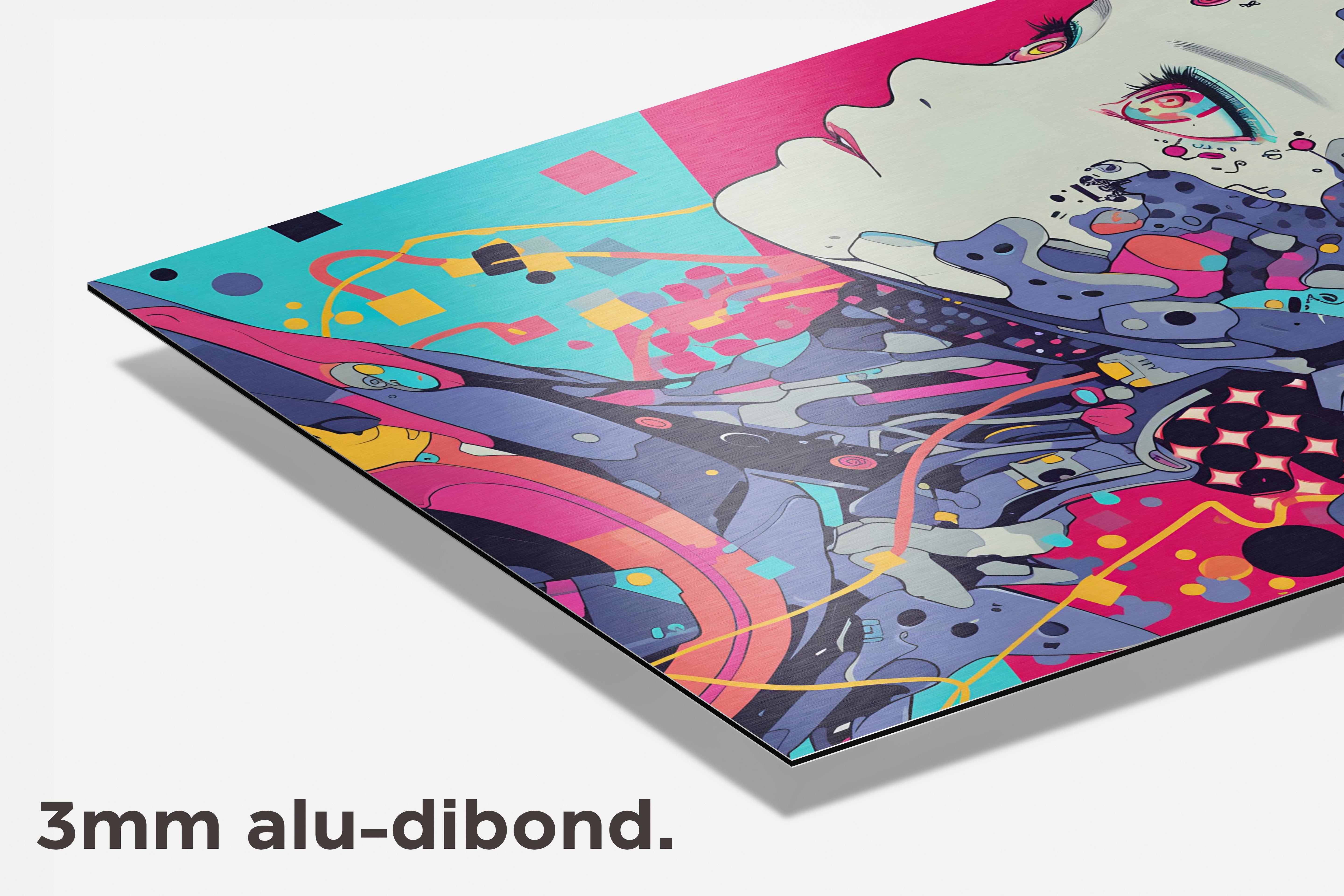 Kleurrijke Robot dibond detail
