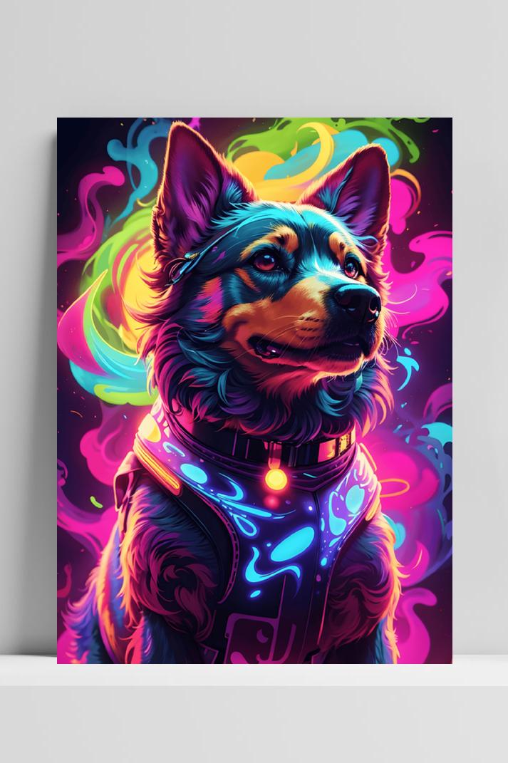 Neonhond op 3mm aluminium dibond