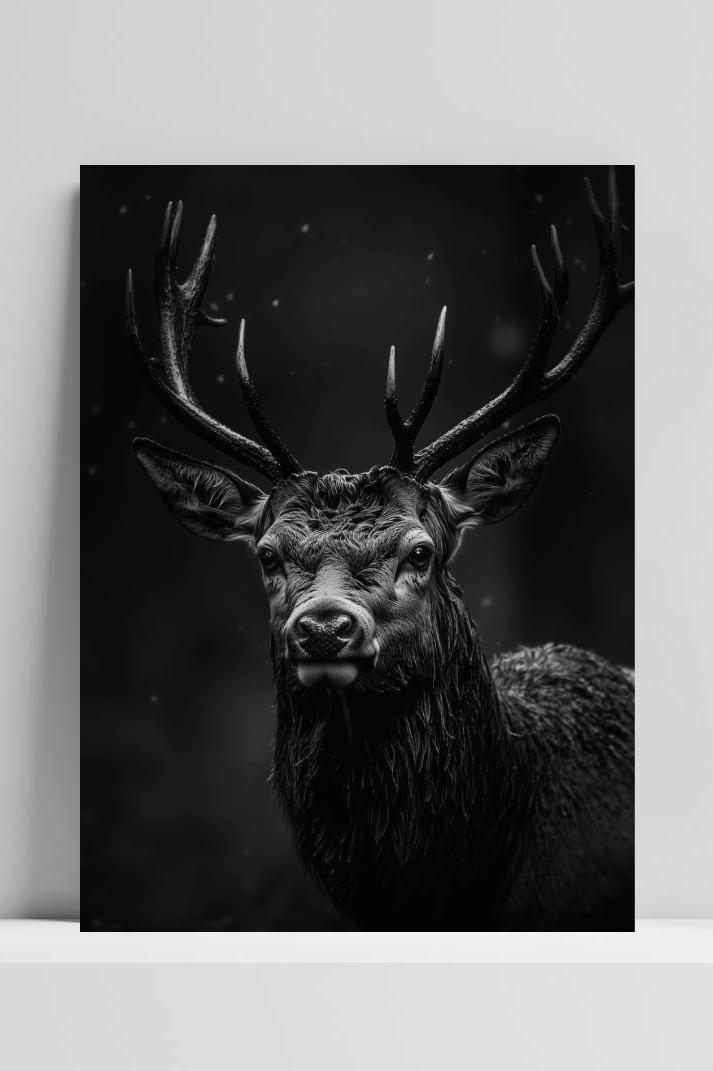 Deer B&W op 3mm aluminium dibond