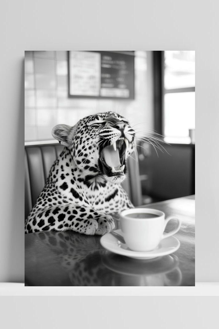 Leopard Coffee B&W op 3mm aluminium dibond